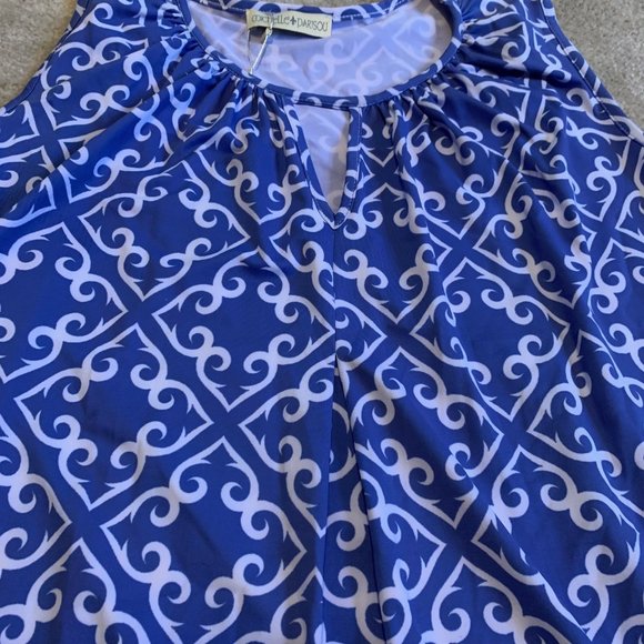 NWT Michelle Parisou Purple and White Sleeveless Tunic Size S - Picture 6 of 14